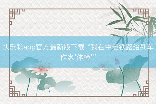 快乐彩app官方最新版下载 “我在中老铁路给列车作念‘体检’”
