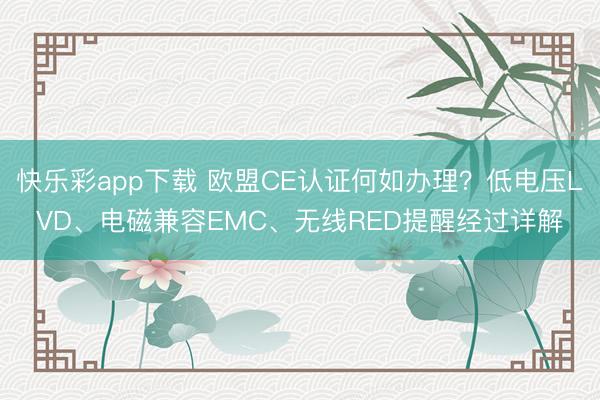 快乐彩app下载 欧盟CE认证何如办理？低电压LVD、电磁兼容EMC、无线RED提醒经过详解