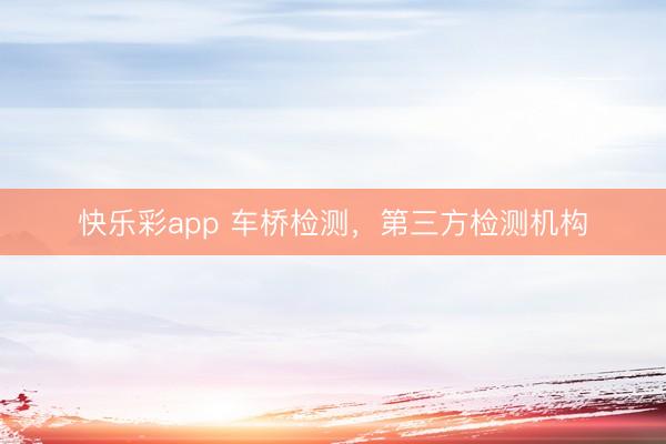 快乐彩app 车桥检测,第三方检测机构