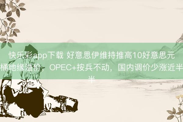 快乐彩app下载 好意思伊维持推高10好意思元桶地缘溢价,OPEC+按兵不动,国内调价少涨近半