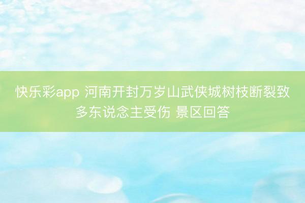 快乐彩app 河南开封万岁山武侠城树枝断裂致多东说念主受伤 景区回答