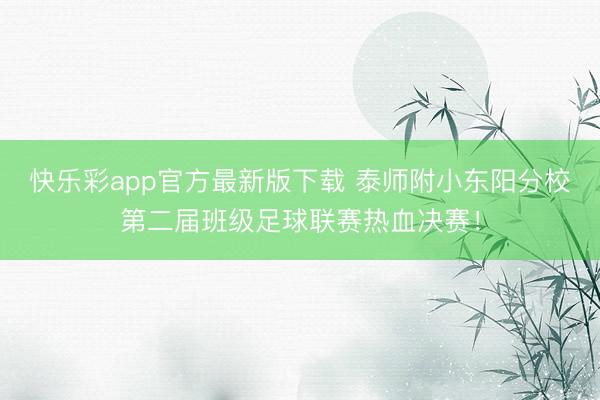 快乐彩app官方最新版下载 泰师附小东阳分校第二届班级足球联赛热血决赛！