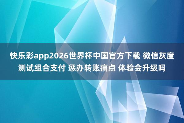 快乐彩app2026世界杯中国官方下载 微信灰度测试组合支付 惩办转账痛点 体验会升级吗