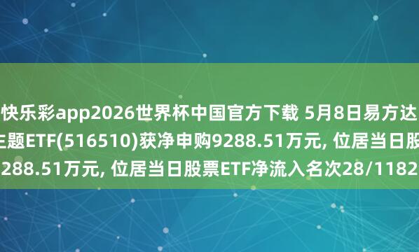 快乐彩app2026世界杯中国官方下载 5月8日易方达中证云计较与大数据主题ETF(516510)获净申购9288.51万元， 位居当日股票ETF净流入名次28/1182