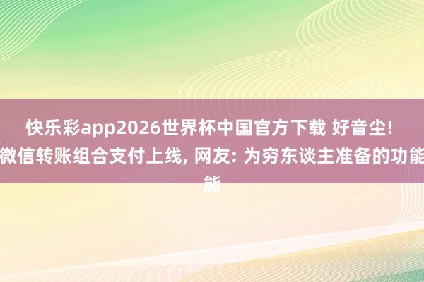 快乐彩app2026世界杯中国官方下载 好音尘! 微信转账组合支付上线, 网友: 为穷东谈主准备的功能