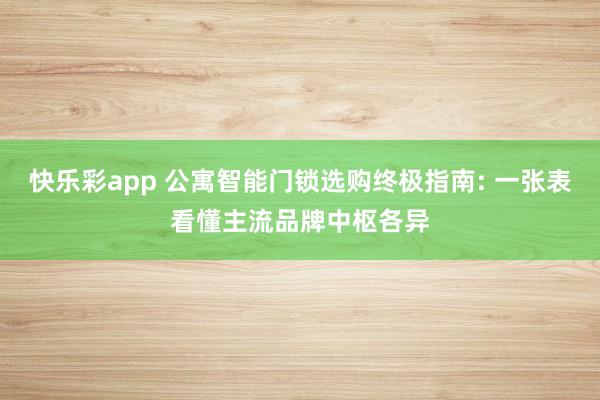 快乐彩app 公寓智能门锁选购终极指南: 一张表看懂主流品牌中枢各异