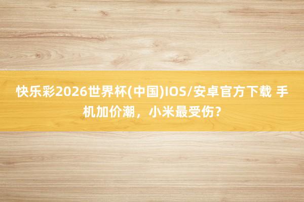 快乐彩2026世界杯(中国)IOS/安卓官方下载 手机加价潮,小米最受伤?