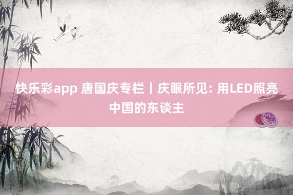 快乐彩app 唐国庆专栏丨庆眼所见: 用LED照亮中国的东谈主