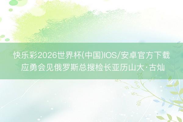 快乐彩2026世界杯(中国)IOS/安卓官方下载 应勇会见俄罗斯总搜检长亚历山大·古灿